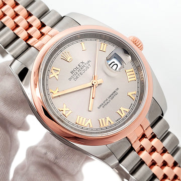 2014 Rolex Datejust 36mm Slate Roman Dial 2-tone Rose Gold/Steel Jubilee Watch 116201 Box Papers
