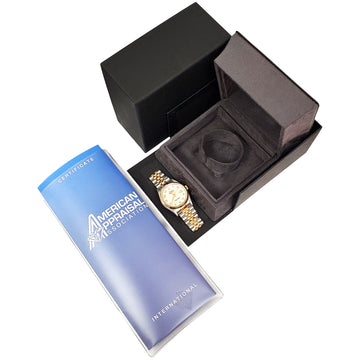 Rolex Datejust 36mm 16233 Cream Jubilee Arabic Dial 2-tone Yellow Gold/Steel Jubilee Watch