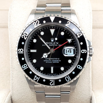 Rolex GMT-Master II 40mm Black Dial Stainless Steel Watch 16710 Box Papers