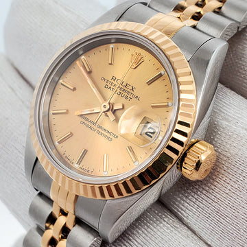 Rolex Datejust 26mm Champagne Dial 2-Tone Yellow Gold/Steel Jubilee Watch 69173 Papers