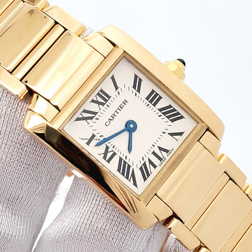 Cartier Tank Francaise Small 20mm 18K Yellow Gold White Roman Dial Ladies Watch 2385 W50002N2