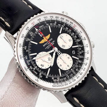 2013 Breitling Navitimer 01 Chronograph 43mm Black Dial Steel Watch AB0120 Papers