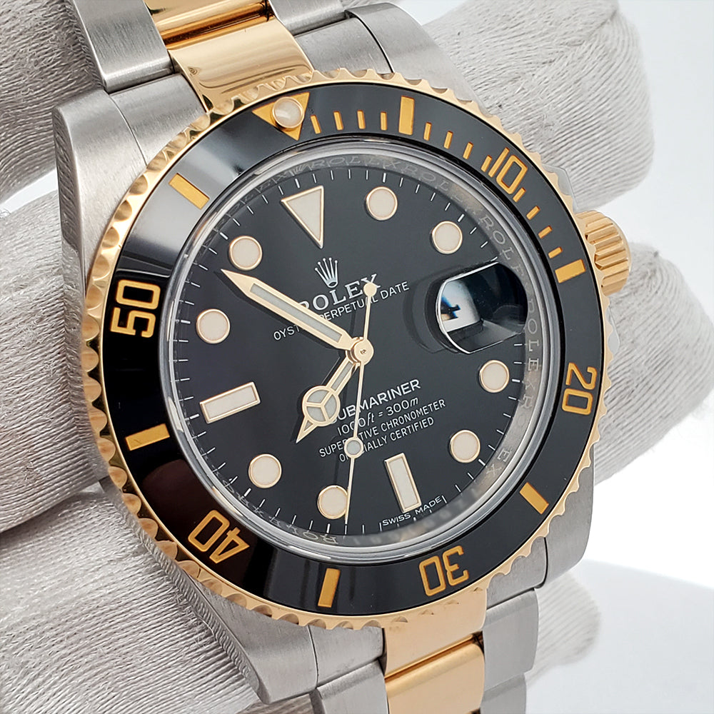 Rolex Submariner 40mm 2-Tone Yellow Gold/Steel Black Dial Watch 116613LN Box Papers