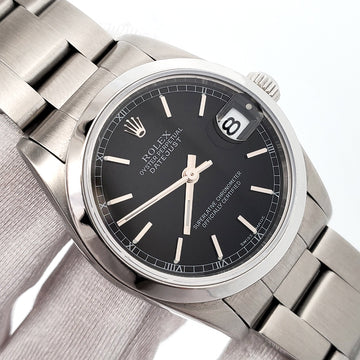 2003 Rolex Datejust 31mm Black Index Steel Oyster Watch 78240 Papers