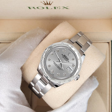Rolex Datejust Midsize 31mm Custom Domed VS Scattered Diamonds Bezel/Silver Dial 178240 Watch