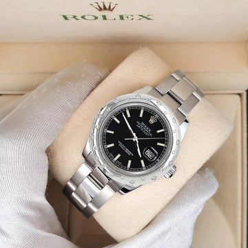 Rolex Datejust Midsize 31mm Black Index Dial Scattered Diamond Bezel Watch 178240