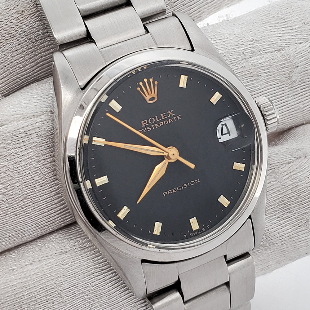 Rolex oysterdate discount precision black dial