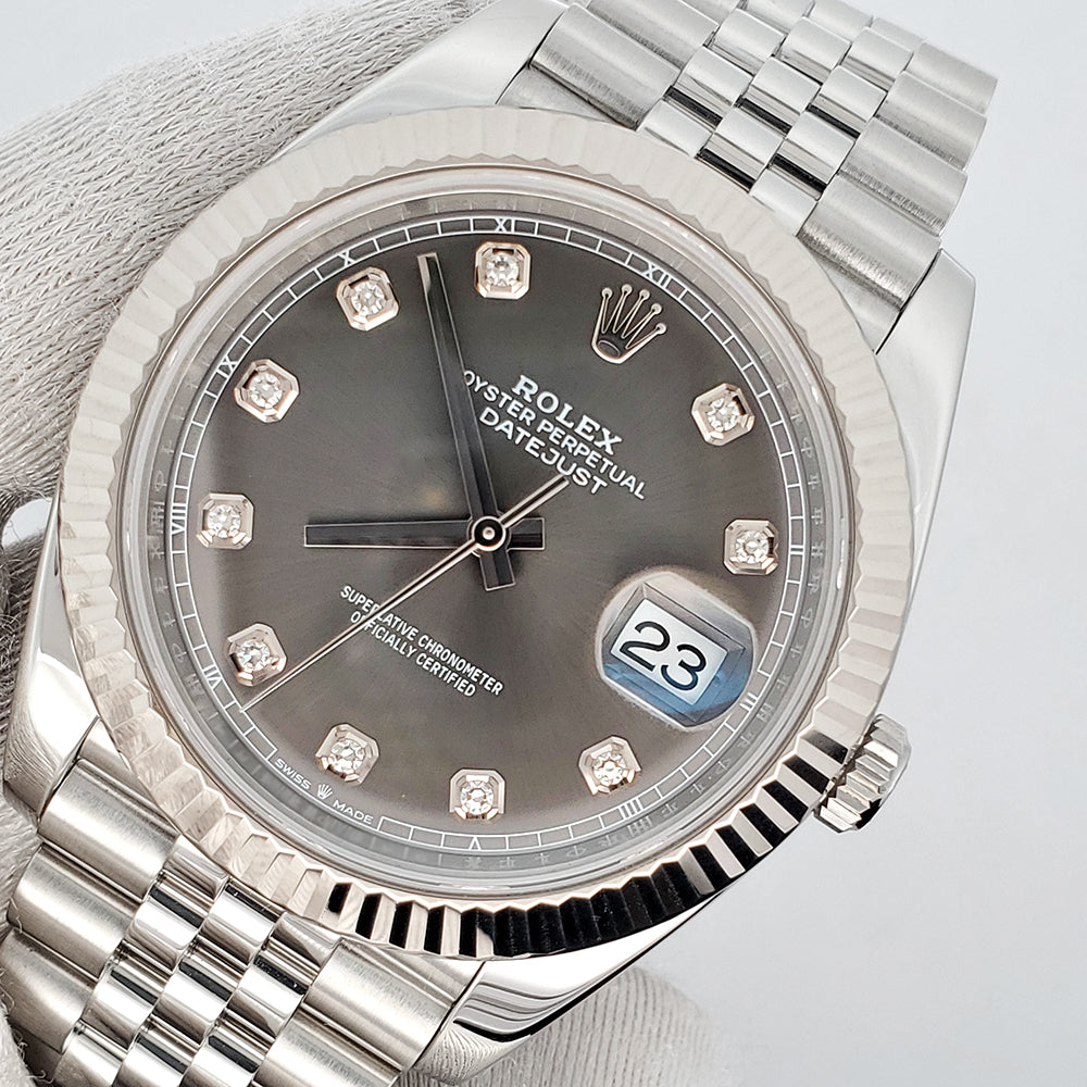 Buy Rolex Datejust 41 126334 Factory Rhodium Diamond Dial Watch