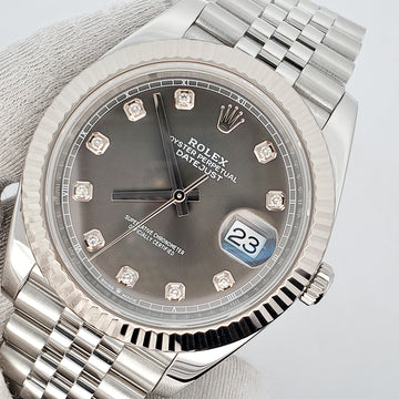 Rolex Datejust 41 126334 Factory Rhodium Diamond Dial Stainless Steel Jubilee Watch Box Papers