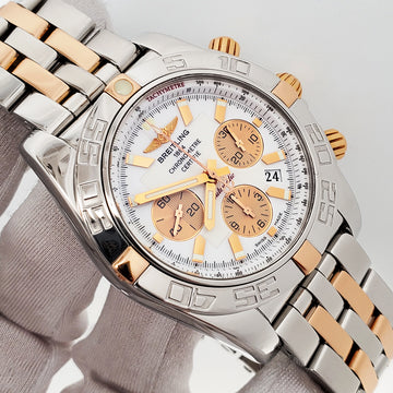 Breitling Chronomat White Dial Rose Gold/Steel Mens 44mm Watch IB0110