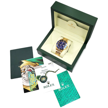 2007 Rolex Submariner Date 16618 Yellow Gold Blue Dial 40mm Watch Box Papers
