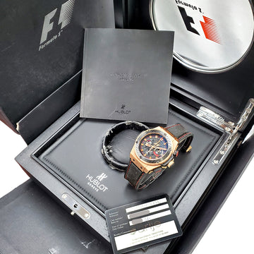 Hublot Limited Edition King Power F1 18K Rose Gold Chronograph 48mm Watch Box Papers 703.OM.1138.NR.FMO10