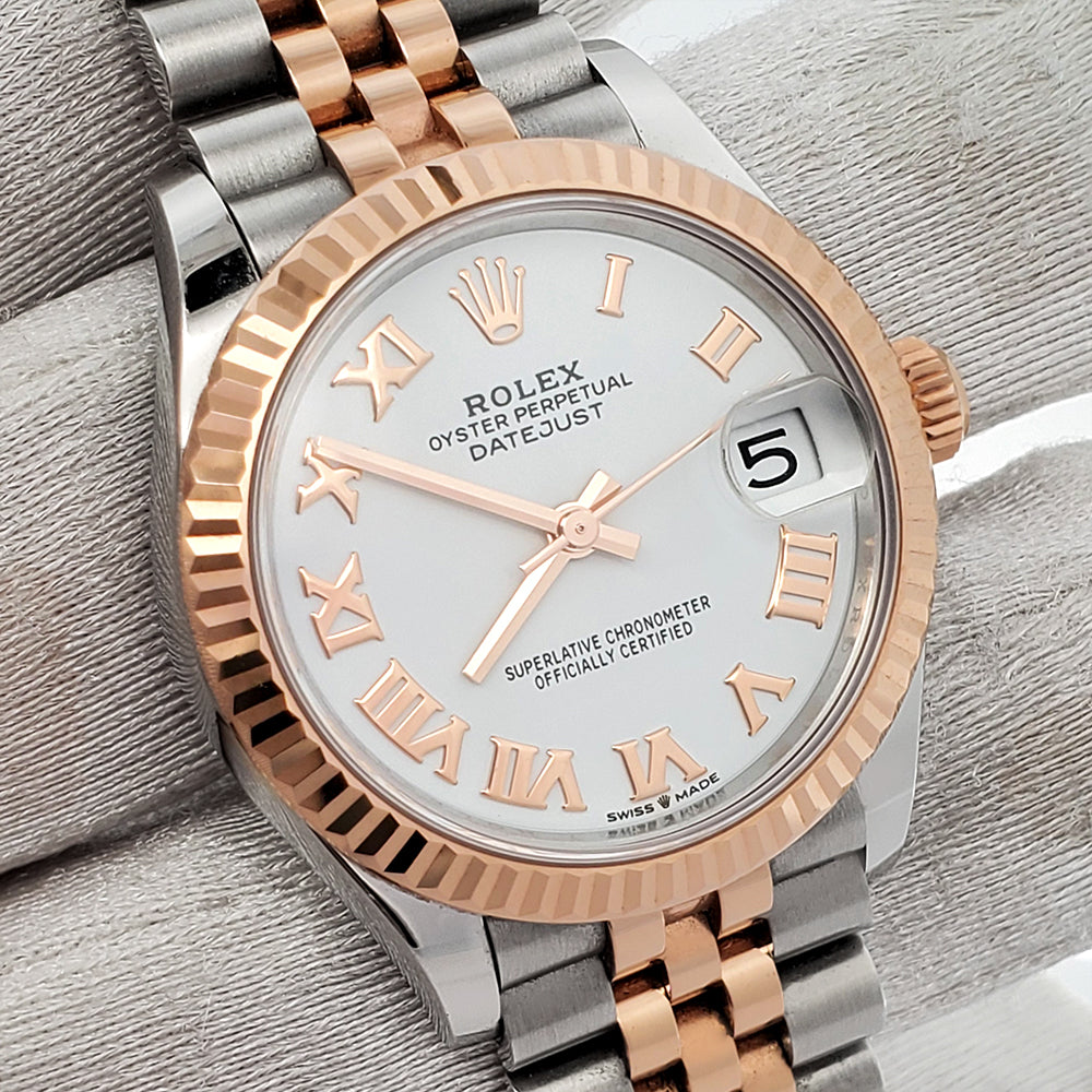 Rolex Datejust 31mm 2-tone Rose Gold/Steel White Roman Jubilee Watch 2021 Box Papers 278271