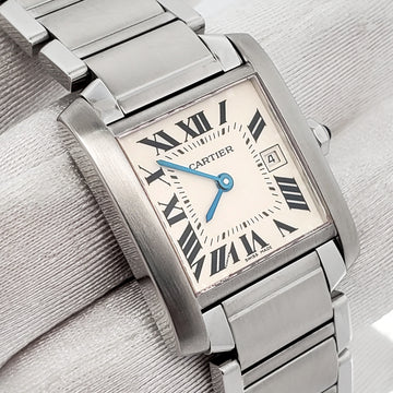 Cartier Tank Francaise 25mm Roman Dial Stainless Steel Quartz Watch W51011Q3 2465