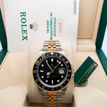 Rolex GMT-Master II 40mm 2-Tone Yellow Gold/Steel Jubilee Watch 16713 Box Papers