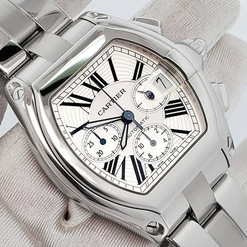 Cartier Roadster XL Chronograph Silver Roman Steel 43mm Watch W62019X6 2618
