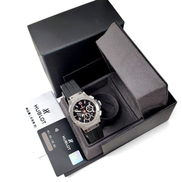 Hublot Big Bang Chronograph Black Dial/Rubber Strap/Steel 44mm Watch 301.SX.130.RX Box Papers