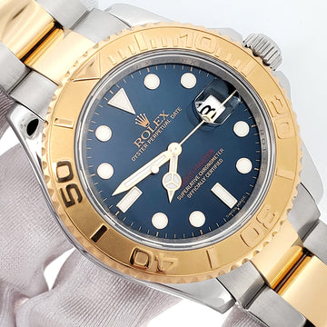 2009 Rolex Yacht-Master Blue Dial Yellow Gold/Steel 40mm Watch 16623 Box Papers