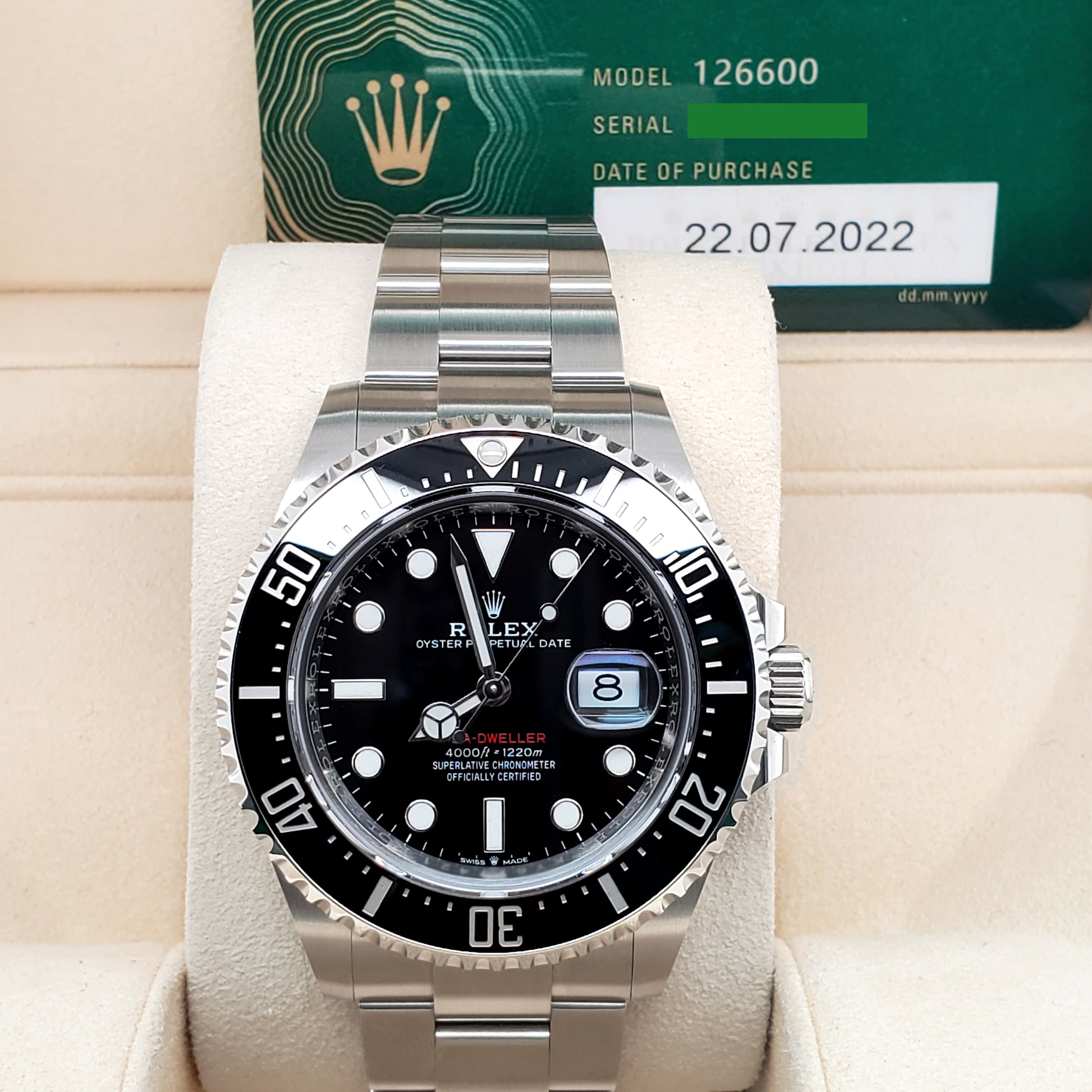 2022 Rolex Sea-Dweller 43mm 126600 Red Line 50th Anniversary Steel Watch Box Papers