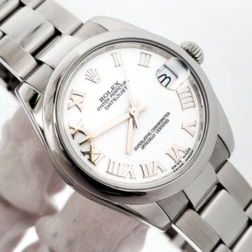 2015 Rolex Datejust White Roman Dial Steel Oyster 31mm Watch 178240 Box Papers