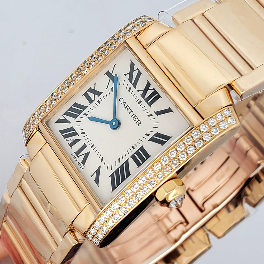 Cartier Tank Française Midsize Factory Diamond Yellow Gold 25mm Watch W50003N2 1821