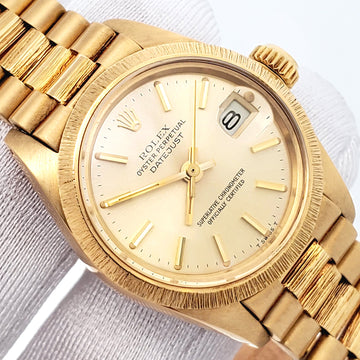 Rolex President Datejust 26mm Bark finish Yellow Gold Ladies Watch 6927