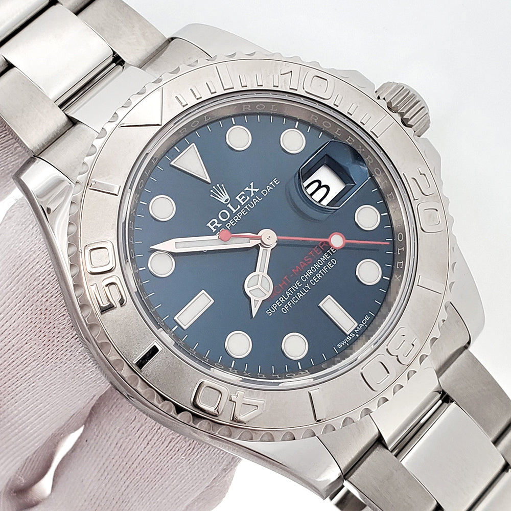 Rolex Yacht-Master Platinum Bezel/Blue Dial Steel 40mm Watch 116622 Box Papers