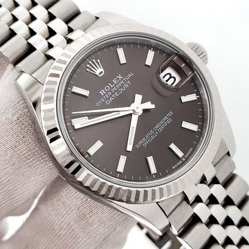 2021 Rolex Datejust 31mm Slate Gray Index Steel Jubilee Watch 278274 Box Papers