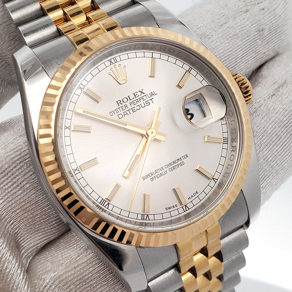 Rolex Datejust 36mm 116233 2-Tone Silver Dial Jubilee Watch