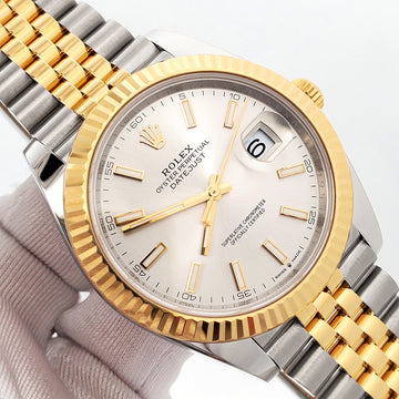 2022 Rolex Datejust 41 126333 Silver Index 2-Tone Yellow Gold/Steel Jubilee Watch Box Papers