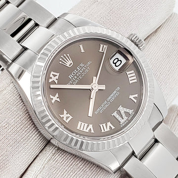 Rolex Datejust 31mm 178274 Diamond Set IV Bronze Roman Fluted Bezel Steel Oyster Watch Box Papers