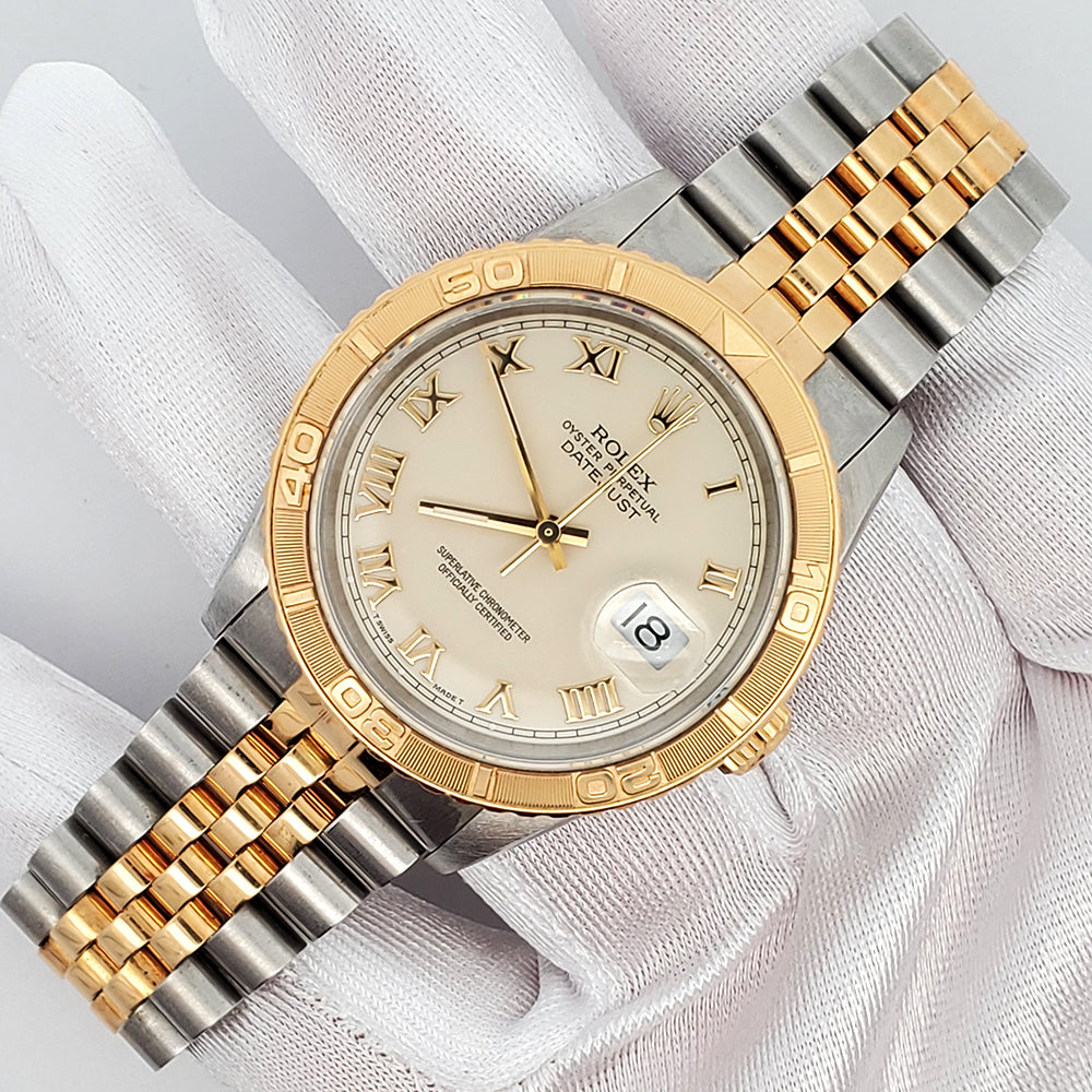 Rolex Datejust Turnograph 36mm 2-tone Cream Dial Watch 16263