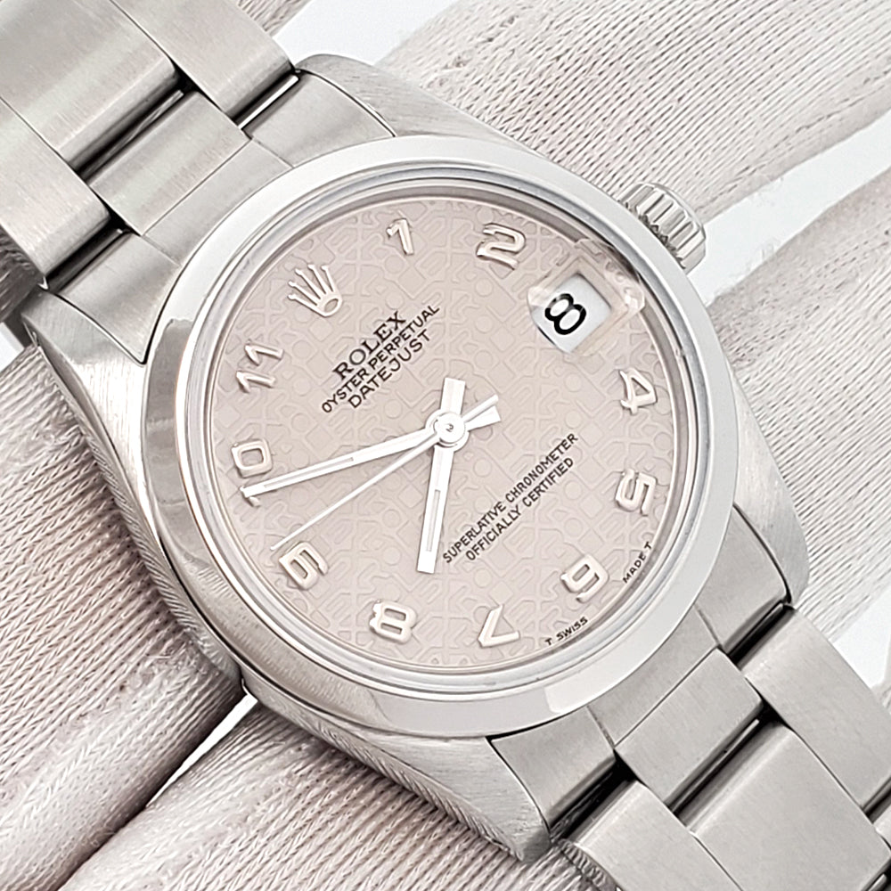 Rolex Datejust 31mm Cream Jubilee Arabic Dial Steel Watch 68240