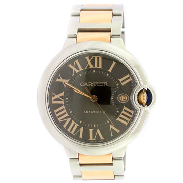 Cartier Ballon Bleu 42mm Chocolate Roman Dial Rose Gold/Steel Watch W6920032 3001
