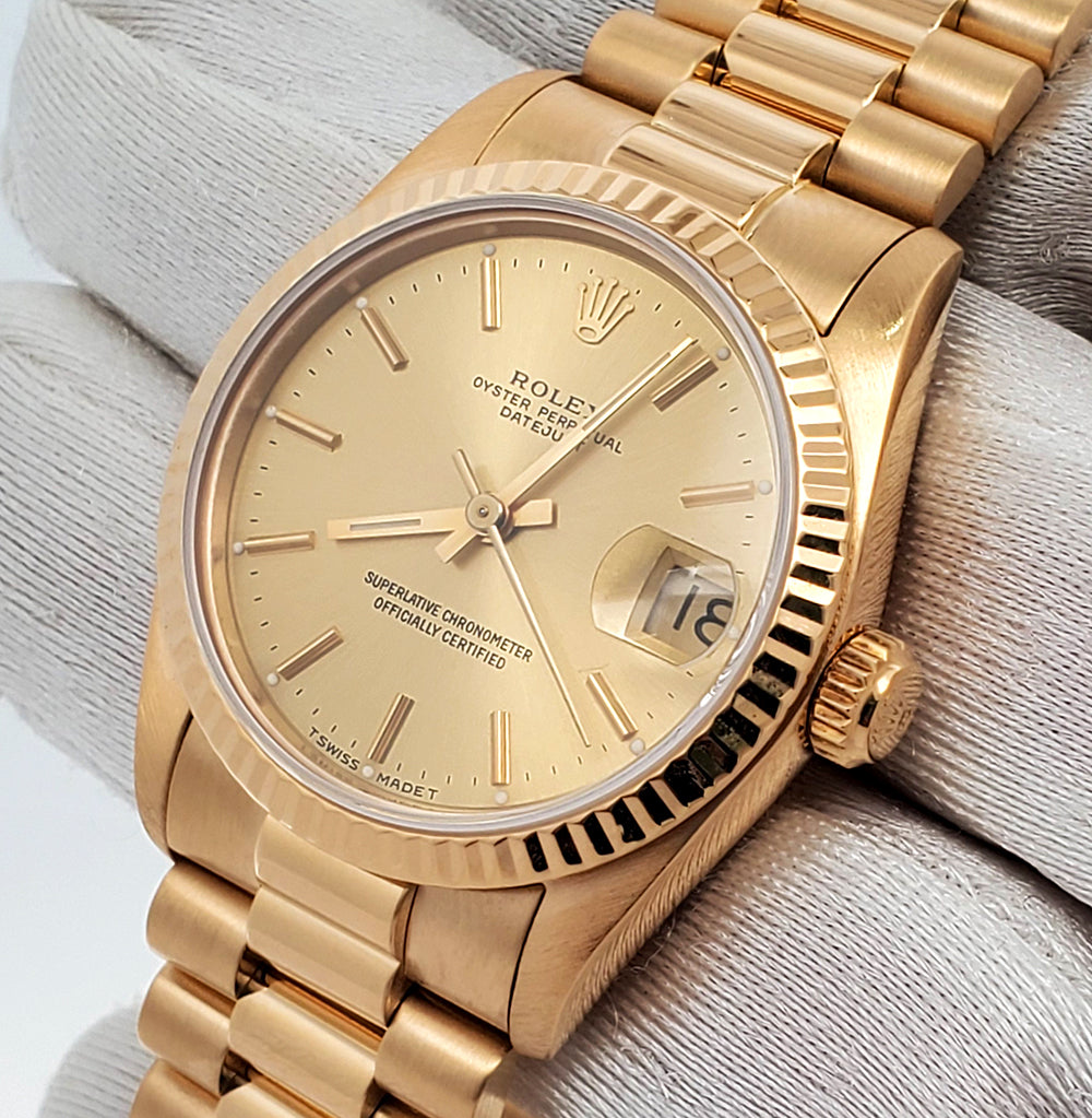 Rolex President Datejust 31mm Champagne Index Yellow Gold Watch 68278