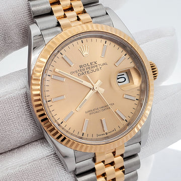 Rolex Datejust 126233 36mm 2-Tone Champagne Index Dial Yellow Gold Fluted Jubilee Watch Box Papers