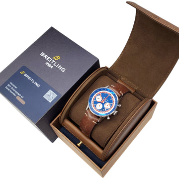 Breitling Navitimer 1 B01 Chronograph Blue Dial Steel 43mm Watch AB0121 Box Papers