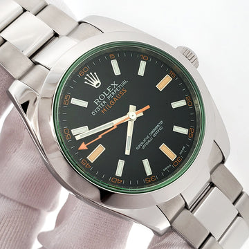 2011 Rolex Milgauss Green Crystal 116400GV Steel 40mm Watch Papers/Tag