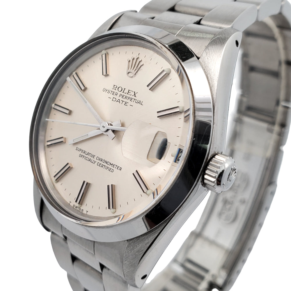 Rolex Oyster Perpetual Date 34mm Silver Index Dial Oyster 15000 Watch