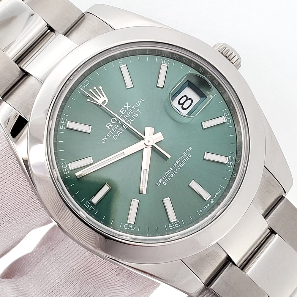 Rolex Datejust 41 126300 Green Index Dial Steel Oyster Watch Box/Apr