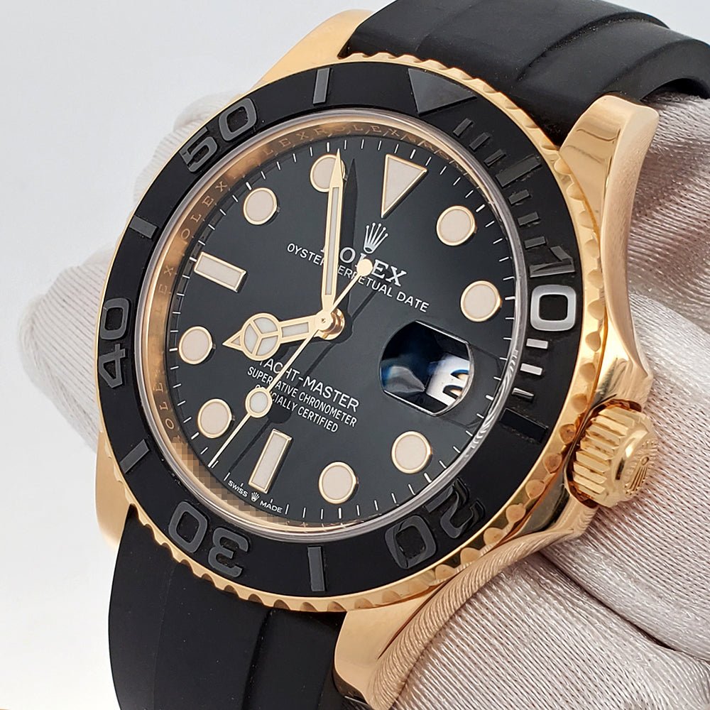 2023 Unworn Rolex Yacht-Master 42mm 226658 Black Dial Oysterflex Strap Yellow Gold Watch Box Papers