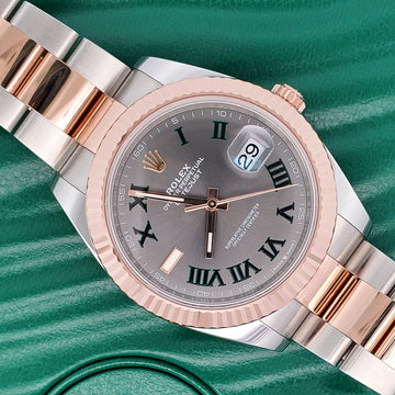 2023 Unworn Rolex Datejust 41 Wimbledon Slate Dial 126331 Rose Gold Steel Oyster Watch Box Papers