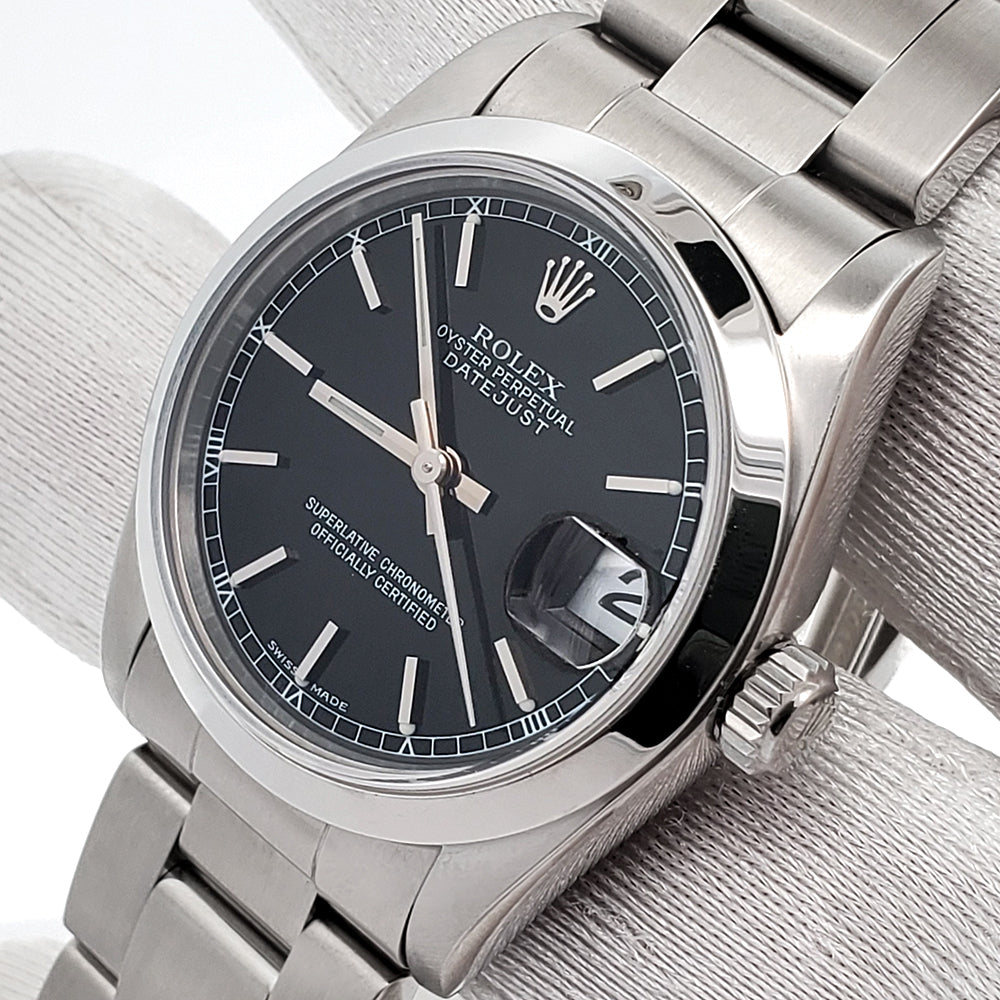 Shop Rolex Datejust 31mm Black Index Steel Oyster Watch 78240