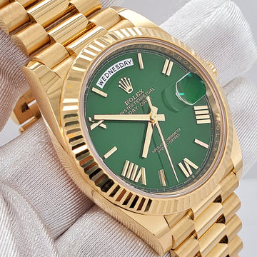 Rolex Day-Date 40 President 228238 Green Dial Yellow Gold Watch 2023 Box Papers