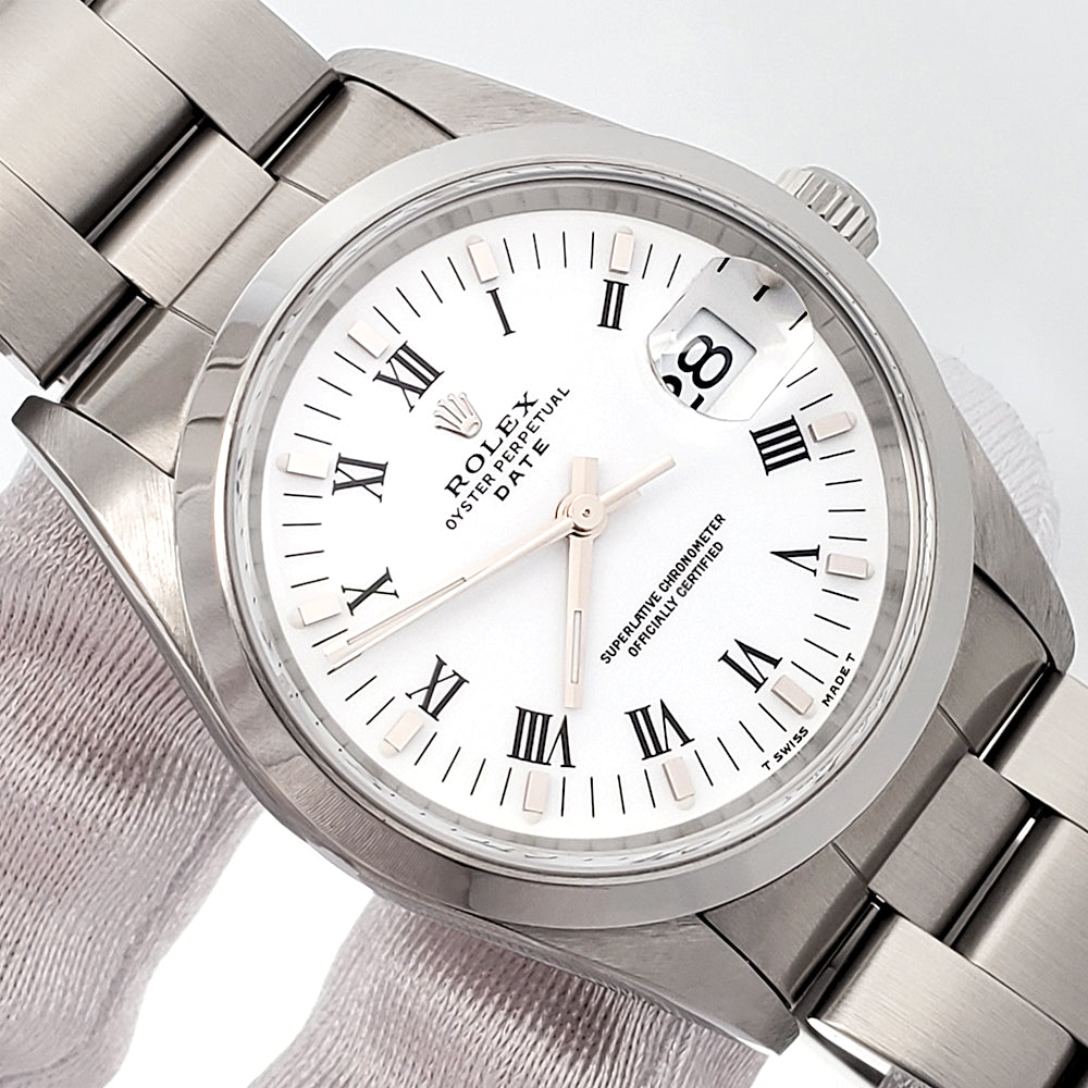 Rolex Oyster Perpetual Date 34mm Steel Smooth Bezel Watch 15200