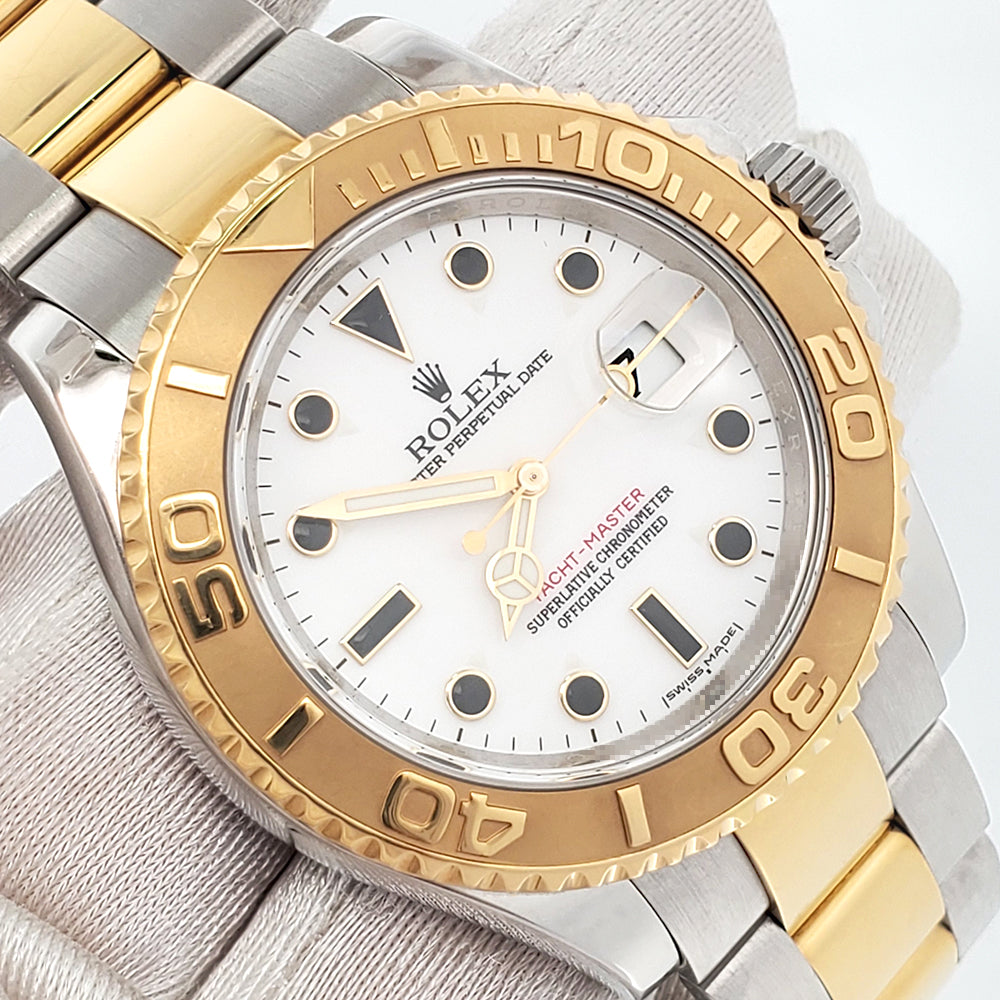 Rolex Yacht-Master 40mm White Dial 2-tone Yellow Gold/Steel Oyster 16623 Watch Box Papers
