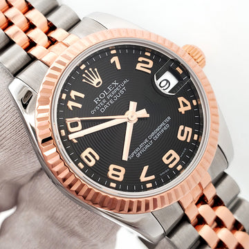 2011 Rolex Datejust Black Concentric Dial Rose Gold/Steel Jubilee 31mm Watch 178271 Box Papers