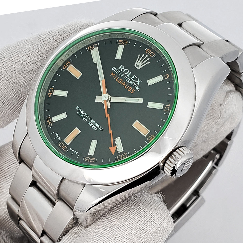 Milgauss clearance green crystal