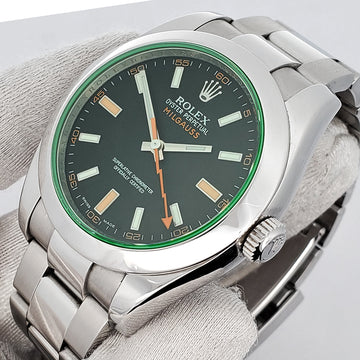 Rolex Milgauss 40mm 116400GV Green Crystal Steel Watch Box Papers