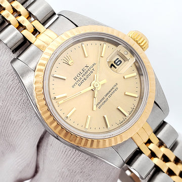 Rolex Datejust 2-tone Yellow Gold/Steel Champagne Index Jubilee 26mm Watch 69173 Papers